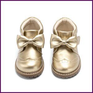 Toddler Girls Leather Boots Mid Calf Water Resistant Memory Foam